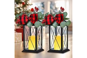 Taman Christmas Lantern, 2 Pack Hanging Flickering Candle Lights Battery Operated Decorative Outdoor Umbrella Lighting for Christmas, Patio, Garden, Table, Party Decor