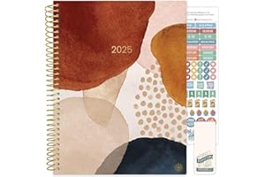 bloom daily planners 2025 (8.5" x 11") Calendar Year Day Planner (January 2025 - December 2025) - Weekly/Monthly Dated Agenda Organizer with Stickers & Tabs - Earthy Abstract, Blue