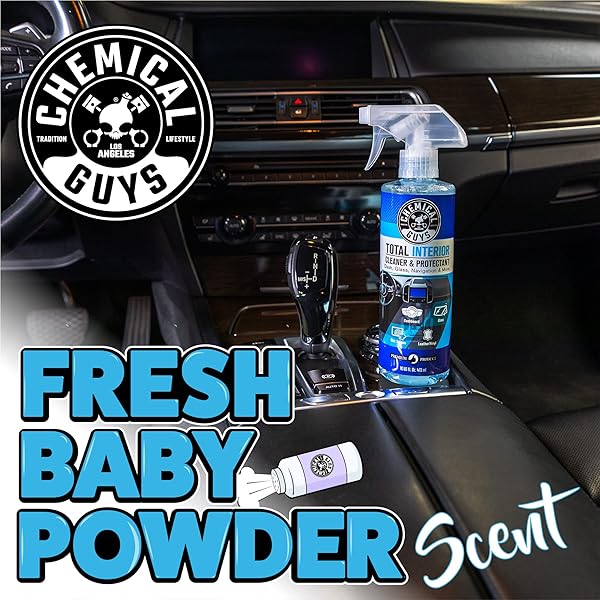 CHEMICAL GUYS TOTAL INTERIOR CLEANER & PROTECTANT INTERIOR CLEANER, CLEANS & PROTECTS LEATHER, VINYL, PLASTIC, RUBBER, GLASS WITH A STREAK-FREE FINISH — CARS, TRUCKS, SUVS, RVS, 16 OZ