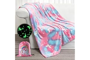 Anowpo Glow in The Dark Blanket Unicorns Gifts for Girls,Soft Blanket for 3 4 5 6 7 8 9 10 Year Old Girl Girls, Toddler Girls Toys Age 6-8,Mothers Day Birthday Gifts Christmas,50"x60"