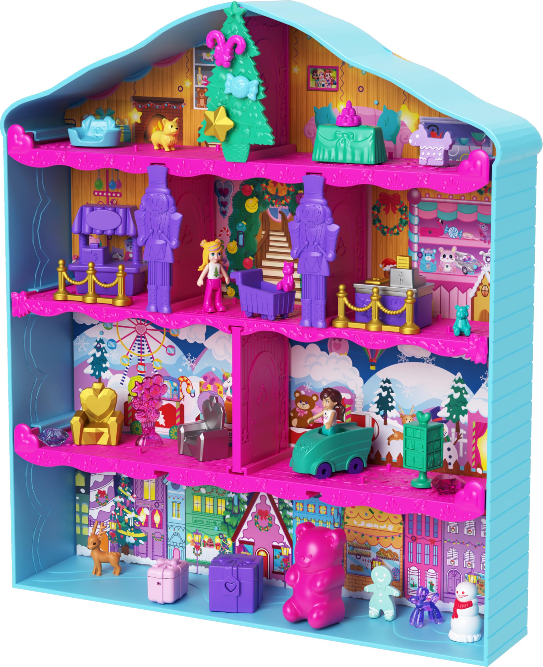 Polly Pocket - - Polly Pocket Doll Advent Calendar, DIY Gingerbread House Playset With 24+ Surprises, Dollhouse Furniture, And Holiday Accessories