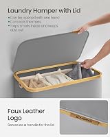 SONGMICS 150L 3-Section Laundry Basket with Lid Dove Grey LCB515G01 view 4