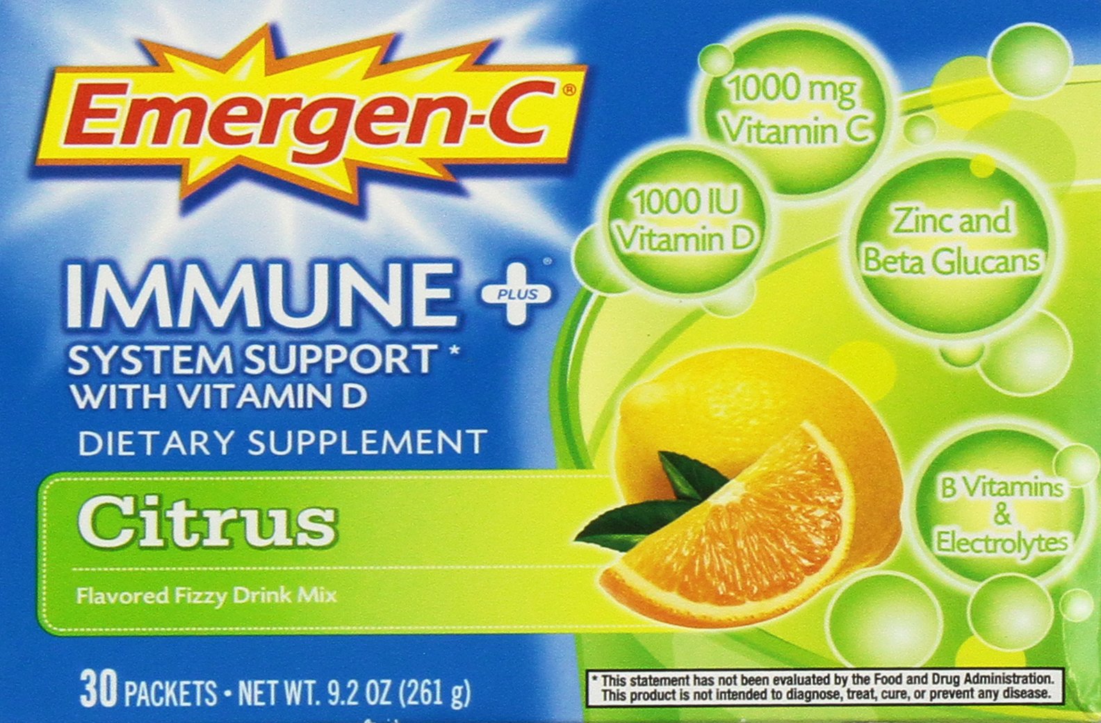 EmergenC Immune Plus Packets, Super Orange, 10 ct, 3.3 oz Amazon Mỹ