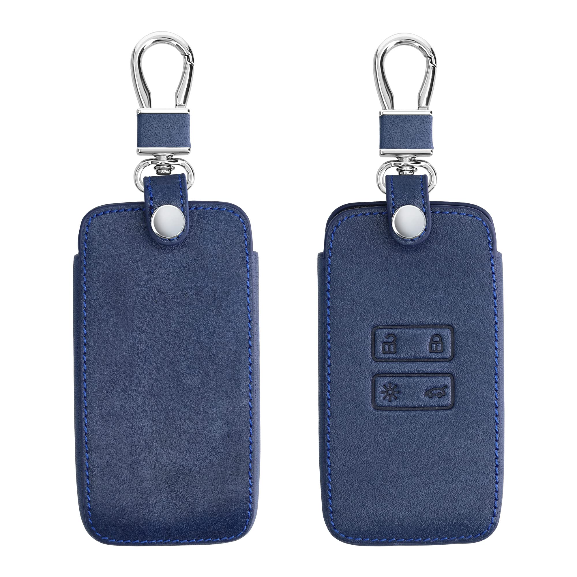 kwmobile Key Cover Compatible with Renault 4 Button Car Key Smart Key (only Keyless Go) - Faux Leather Car Key Fob Protector - Dark Blue — image 1