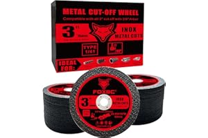FOXBC 3 Inch Cut Off Wheel Discs, Metal & Stainless Steel Cutting Disc for Die Grinder, 3” x 3/64” x 3/8” - 50 Pack