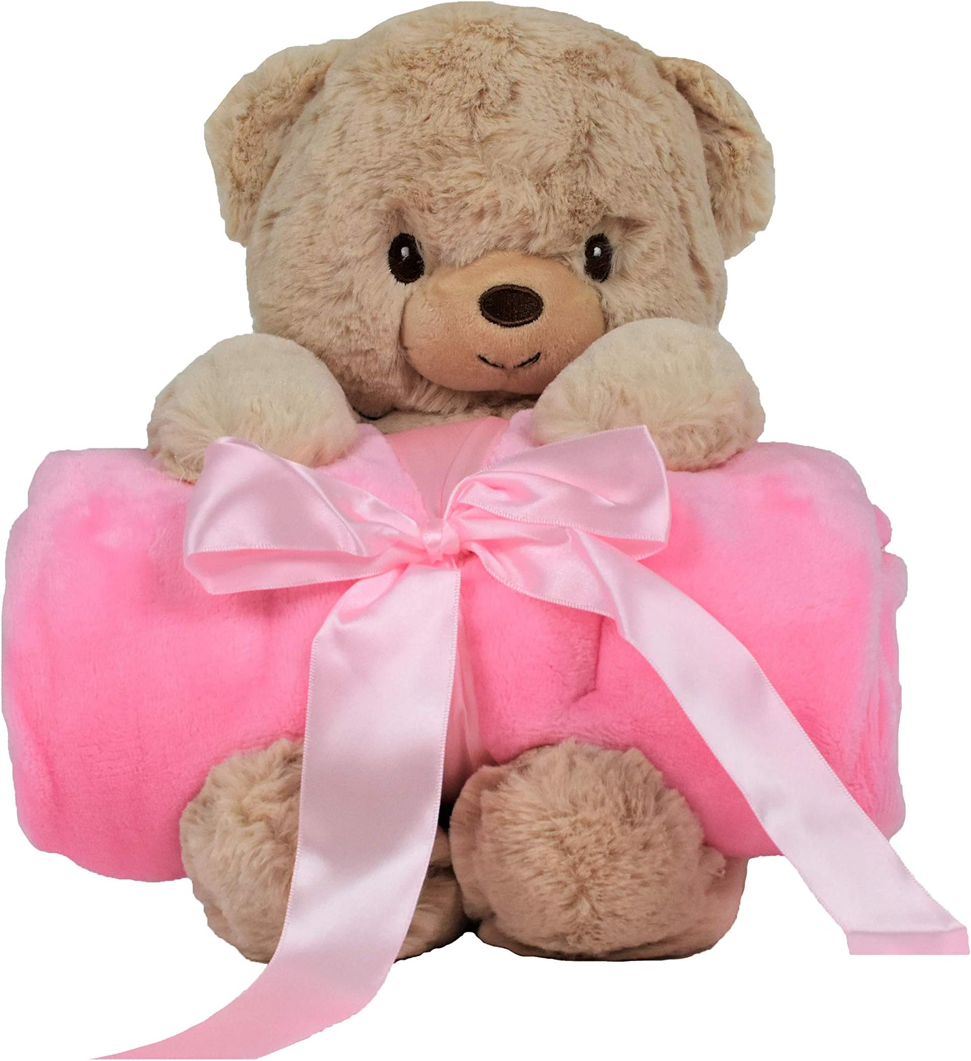 Blankie's Stuffed Animal Blanket โ Super Soft 37โ x 30โ Pink Baby Girl Blanket and Teddy Bear 2-in-1 Combo โ Perfect Teddy Bear Blanket Baby Shower Gift for Girls