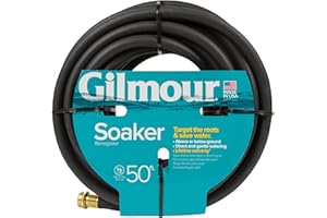 Gilmour 5/8" x 50' Round Weeper Soaker Hose for Garden Beds, Drip Irrigation Outdoor Hose, Flexible Garden Hose for Vegetable Gardens, Flower Beds, Lawns, and Orchards