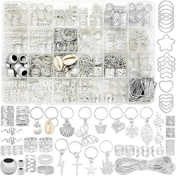 40-teiliges Set Antik-Silber Haar-Anhänger – Ringe, Federn, Münzen Für Zöpfe & Headbands