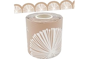 Teacher Created Resources Natural Poms Scalloped Die-Cut Rolled Border Trim