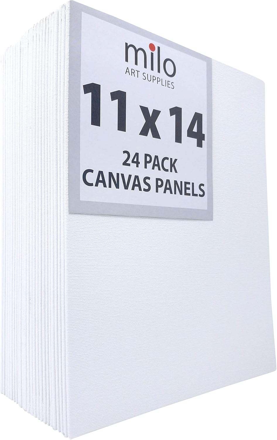 milo Canvas Panel Boards for Painting | 11x14 inches | 24 Pack of Flat Canvas Panels, Primed & Ready to Paint Art Supplies for Acrylic, Oil, Mixed Wet Media, & Pouring, Bulk Painting Party Pack