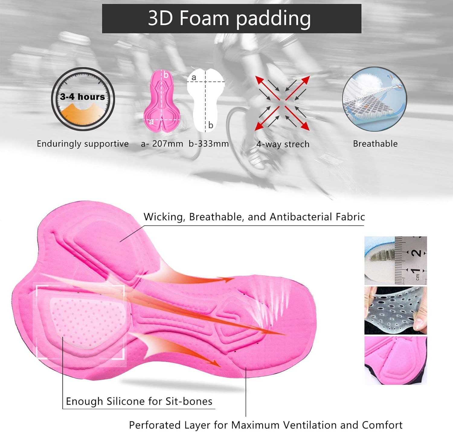 Willit Womens Bike Shorts 3D Padded Cycling Bicycle Shorts Pockets Quick Dry Lightweight Pockets 8": Clothing