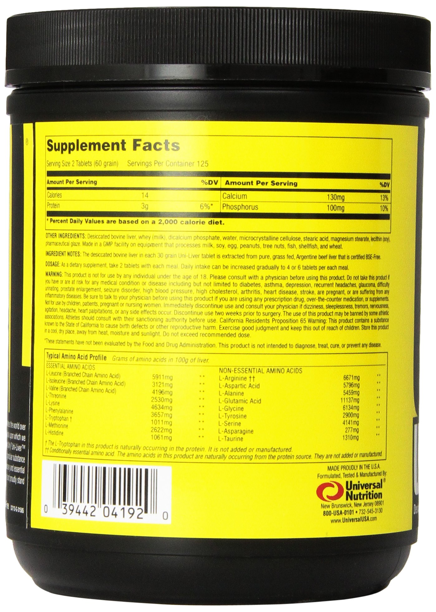 Universal Nutrition UniLiver 250 Tabs Pricepulse