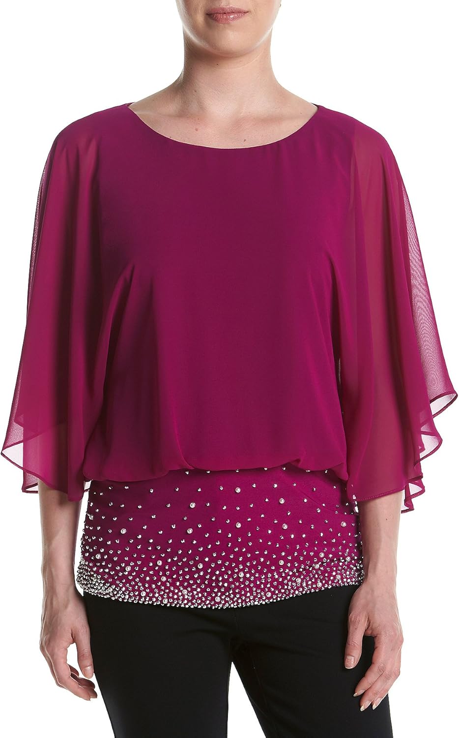 MSK Blouson Beaded Hem Top Purple Amazon.co.uk Clothing