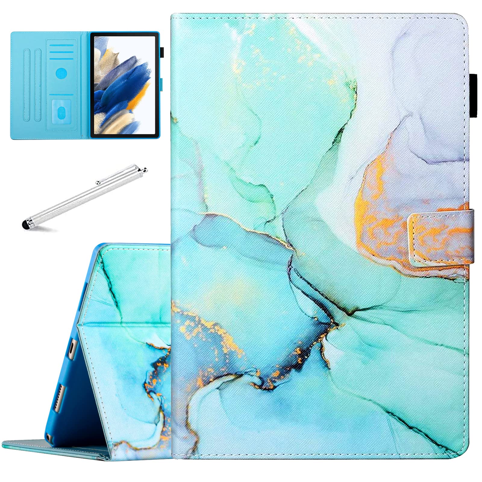 Fancity Samsung Galaxy Tab A7 10.4 2020 Case, Samsung Tab A7 Case, Protective Stand Case with Auto Sleep/Wake for Galaxy Tab A7 10.4" 2020 Tablet (Model SM-T500/T505/T507), Green Marble
