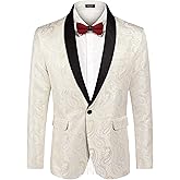 COOFANDY Mens Floral Tuxedo Jacket Paisley Shawl Lapel Suit Blazer Jacket for Dinner,Prom,Wedding
