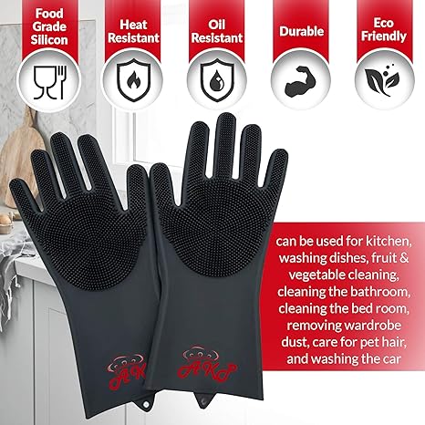 AKP - Guantes de silicona para lavaplatos con textura y palmas ...