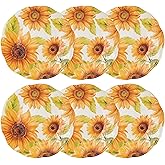 UP UPware Sunflower Melamine Dinner Plate Set, Flower Shaped Plates for Main course, Pasta, and Salad, BPA-Free, Dishwasher Safe, Yellow, 11 Inch, Set of 6