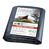 Tarps Heavy Duty Waterproof 10x12ft,TEZONG Black