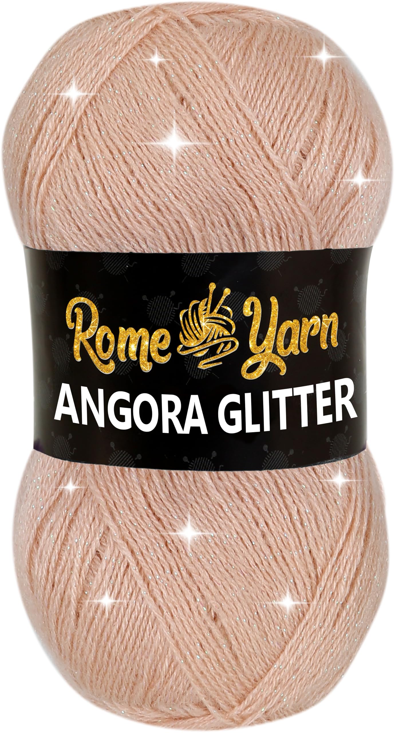 Rome Yarn Angora Glitter | 500m | 100g | 75% Acrylic 20% Wool 5% Metallic Polyester | Hand Knitting Yarn | Crochet Yarn | Acrylic Simli Yarn (1 Pack, 1873 Skin Color)