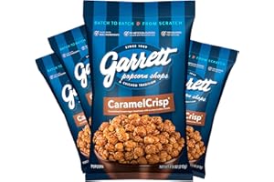 GARRETT POPCORN SHOPS Garrett Popcorn CaramelCrisp, 7.5oz, 4 Bags,​ Caramel Gourmet Popcorn, Gluten Free, Sweet Snack, Popped Popcorn Bags