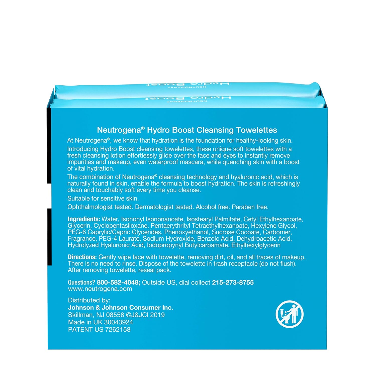 Neutrogena HydroBoost Facial Cleansing & Makeup Remover Wipes with Hyaluronic Acid, Hydrating Pre-Moistened Face Towelettes to Cleanse &Remove Dirt, Makeup & Impurities, Twin Pack, 25 ct: Beauty