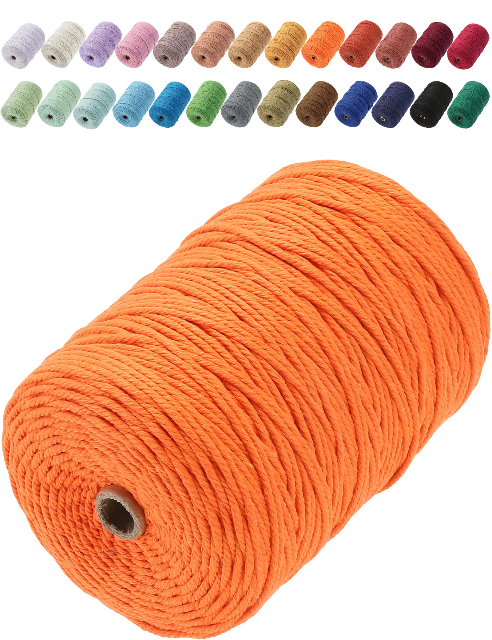 GOHOF Macrame Cord 3mm x 200m Premium Cotton Rope, 4 Strand Twisted Soft Cord for Macrame Art, String Without Chemicals (Mustard) — image 1