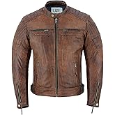 BTR BORN TO RACE Men's Motorbike Leather Jacket Distress Zip Up Bikers Riding Protection Motorcycle Leather Jackets