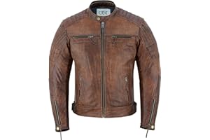 BTR BORN TO RACE Men's Motorbike Premium Quality Leather Jacket Distress Zip Up Motorcycle Protection