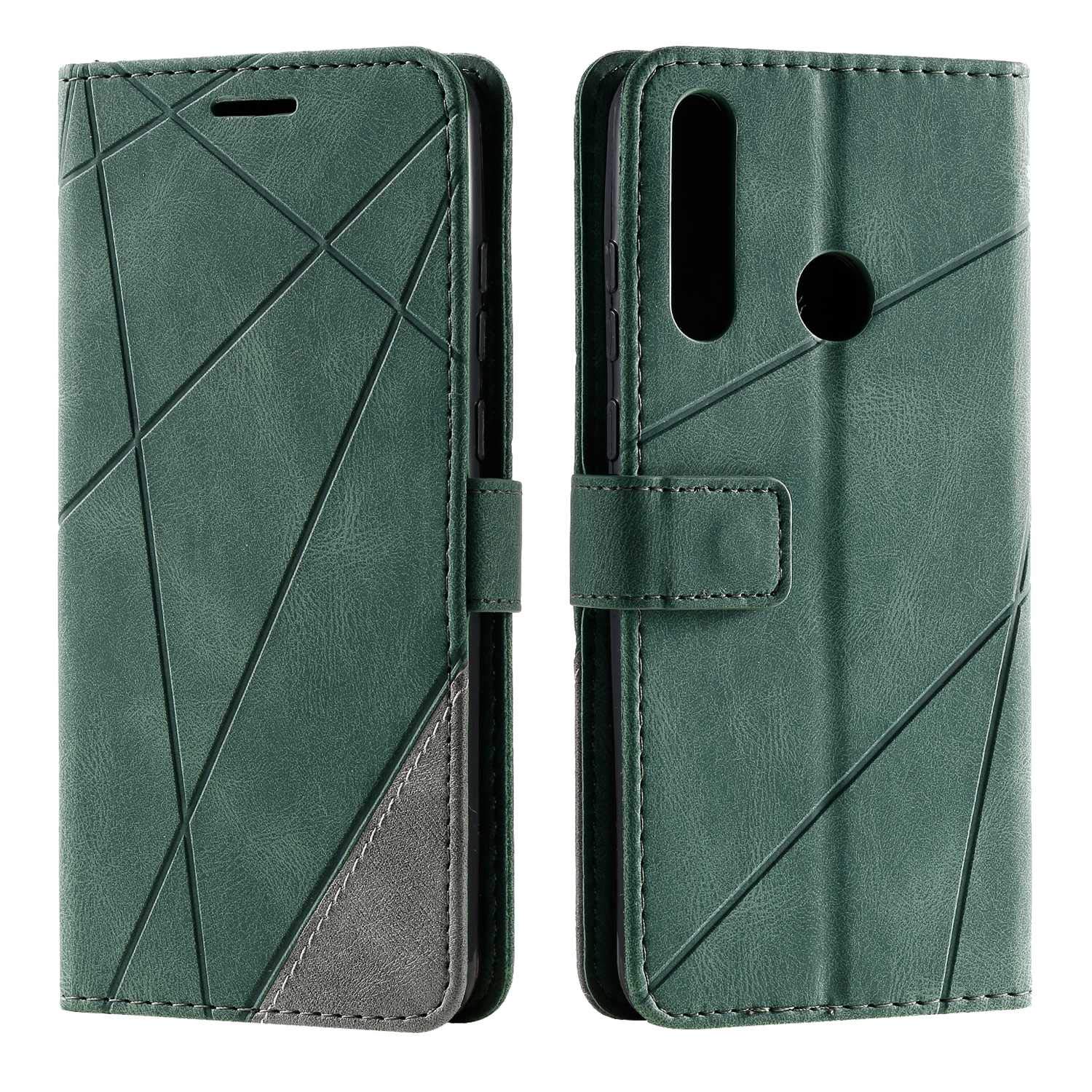 SONWO Case for Huawei Y6P Case, Premium Leather Flip Wallet Case Magnetic Closure Card Slots Kickstand Phone Case for Huawei Y6P, Green