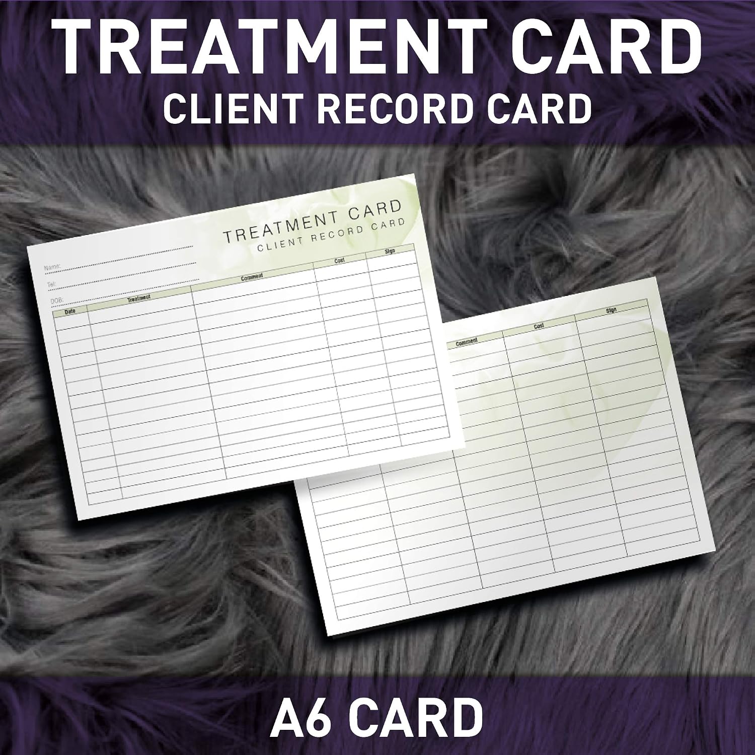 Generic Treatment Additional Client Record Card for Nails Beauty, Hair or Massage A6 Pack of 50 - Landscape - Image 3