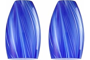 CJY CHENJINYAN 1 Pack 4.65" Handblow Art Glass Lamp Shade Pendant Ceiling Chandelier Wall Sconce Light Replacement Oval Glass Shade Fixture (Sky Blue Glass Shade 2 Pack)