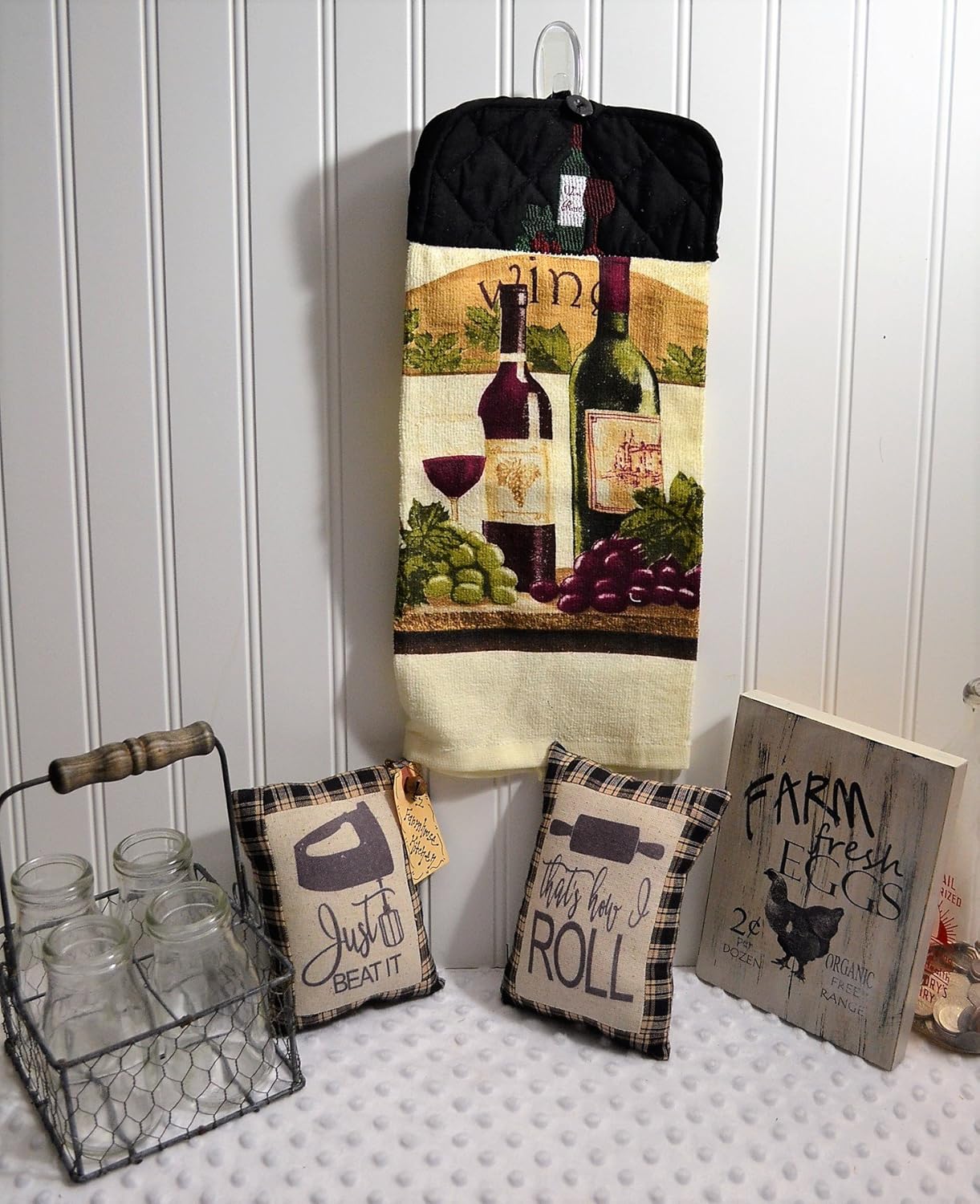 Amazon Com Kitchen Bar Wine Embroidery Design Tea Towel Quilted
