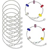 tiggell 10pcs Chain Bracelets Kit Silver Plated Snake Chain with Heart Lobster European Charm Bracelet for Christmas DIY Women Jewelry Findings Bracelet Making (Silver)