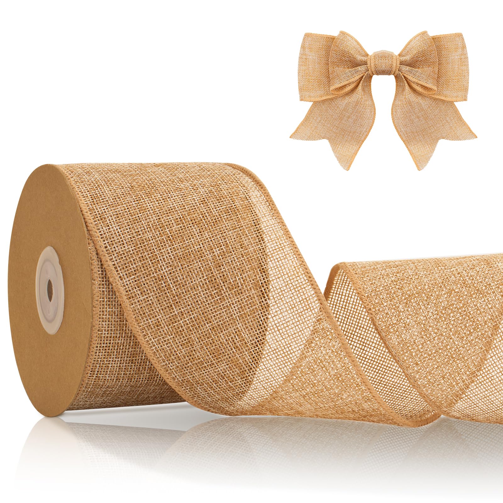 jijAcraft 8CM Wired Burlap Ribbon: 10m Brown Hessian Ribbon Roll Natural Hessian Ribbons for Gift Wrapping, Rustic Jute Burlap Ribbons for Making Bows, DIY Crafts, Wedding, Christmas Decoration
