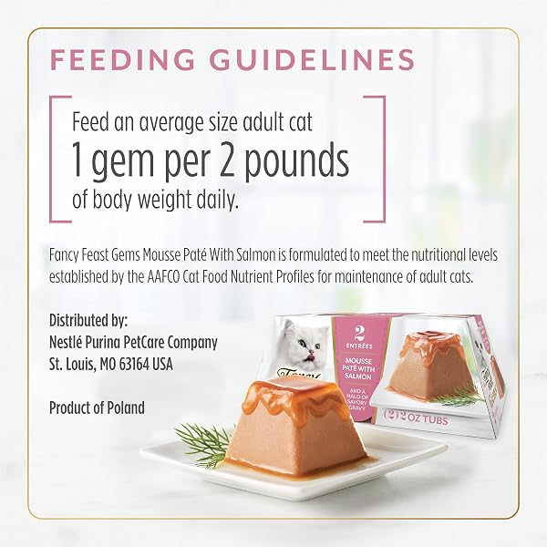 FANCY FEAST GEMS PATE CAT FOOD MOUSSE WITH SALMON AND A HALO OF SAVORY GRAVY CAT FOOD – (PACK OF 8) OZ. BOXES
