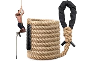 SODLAR Climbing Rope Gym Workout - 1.5 Inch Diameter 10FT 15FT 20FT 25FT 30FT 35FT Heavy Duty Jute Thick Ropes for Adults Strength Training Outdoor Tree Swing Indoor Home Fitness Exercise