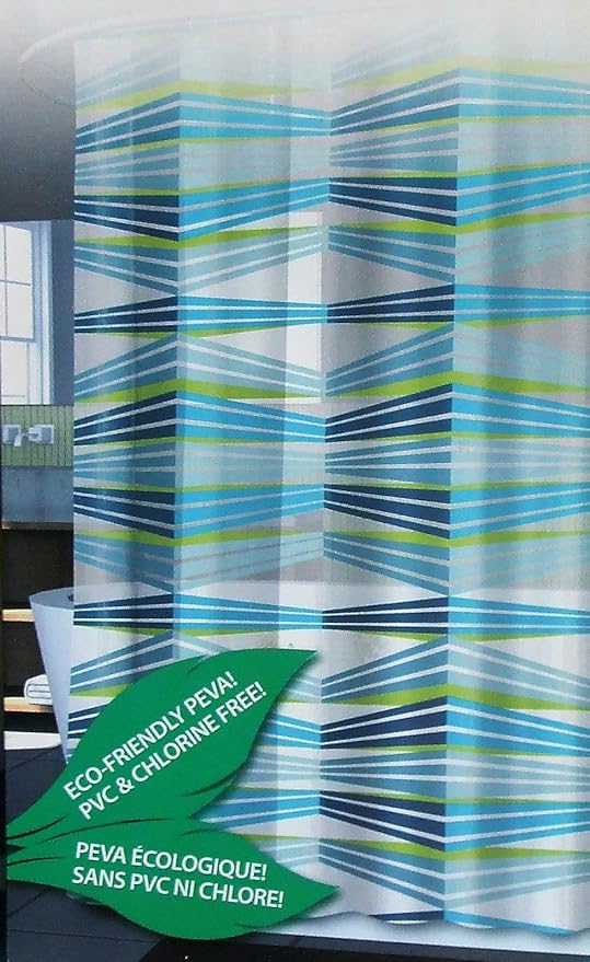 Amazon Com Splash Home Linear Geometric Peva Vinyl Shower Curtain