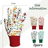 Grantop Gardening Gloves for Women 2 Pairs Floral Non-Slip Elastic Cuffs view 2