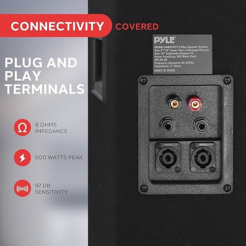 PylePro Passive Cabinet PA Speaker Durable 500 Watt Portable Outdoor Sound  System w/ 10