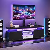 DWVO TV Stands for Living Room, Modern TV Stand for 70/65 inch TV with Mount & Power Outlet, LED Black Entertainment Center with Storage, Gaming Media Stand, Black