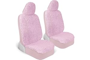 Carbella Plush Sherpa Fleece, 2 Pack Pink Seat Cover for Cars with Soft Cushioned Touch, Cute Automotive Interior Protector for Trucks Van SUV