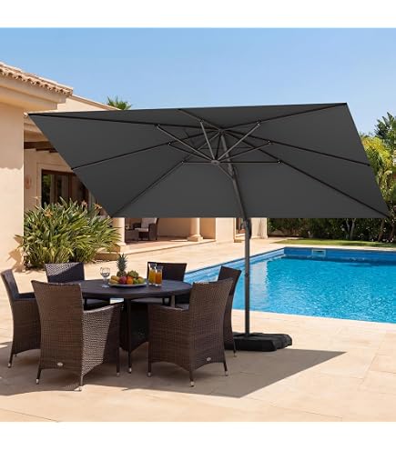 HASLE OUTFITTERS 9x12 FT Patio Cantilever Umbrella, Outdoor Offset Large Rectangular Heavy Duty Umbrellas with 360° Rotation for Pool Garden Deck，Grey : Patio, Lawn & Garden