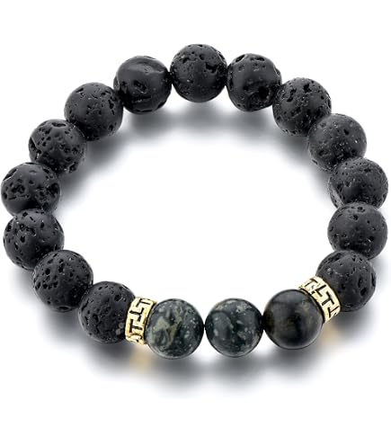Amazon.com : Mystiqs Lava Rock & Blue Jasper Beaded Bracelet