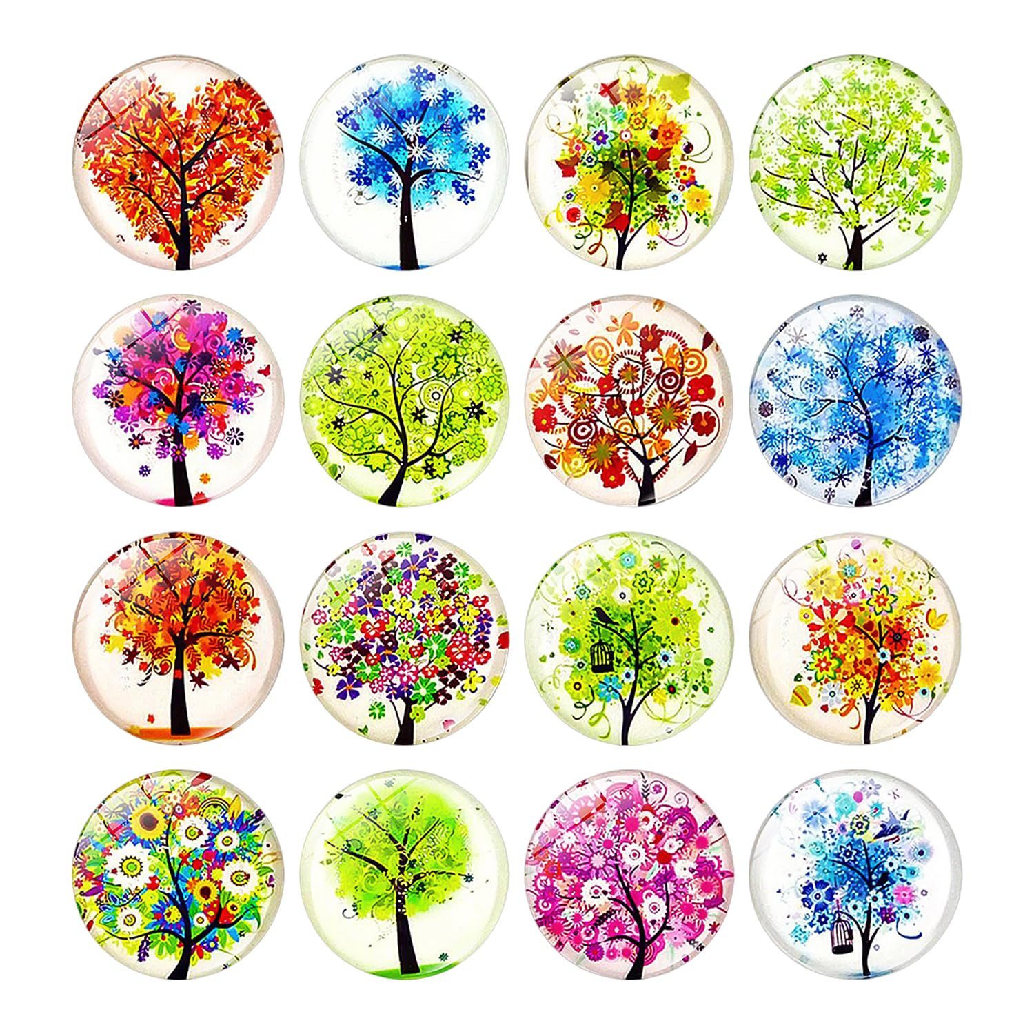 16 Pieces Refrigerator Magnets, Round Whiteboard Magnets, Tree of Life Refrigerator Magnets, 3D Decorative Refrigerator, For Whiteboards, Refrigerators, Kitchens