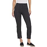 Lyssé Wisteria Pattern Ankle Pants for Women – High Waisted Plaid Dress Pants with Stretch, Slim Fit Work Trousers