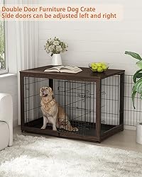 Piskyet Wooden Dog Crate Furniture with Divider