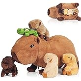 5 in 1 Capybara Plush, 14.2" Capybara Stuffed Animal with Babies Inside, Mommy Stuffed Capybara Plushies Pillow Toys with 4 Baby Capibaras Peluches for Kids Valentines Birthday Gifts Party Favors