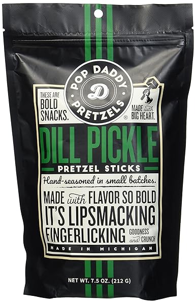 POP DADDY DILL PICKLE PRETZEL STICKS, 7.5 OZ