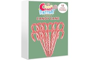 SARAH'S CANDY FACTORY Naturally Flavored Peppermint Candy Canes, Classic Holiday Mint, 12 Individually Wrapped Pieces, Christmas Treats & Decorations, Bulk Pack for Parties, Stockings, Gifts & Baking