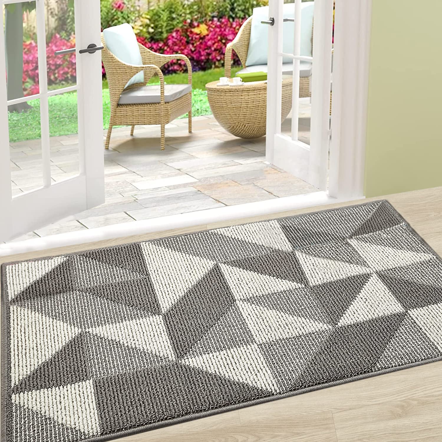 QiRung Door Mat 50x80 Cm, Door Mats Indoor Non-slip Machine Washable Doormat Absorbent Door mat Soft Dirt Trapper Entrance Door mat for Indoor, Entrance, Patio, Hallway, Pets and Dogs(grey)